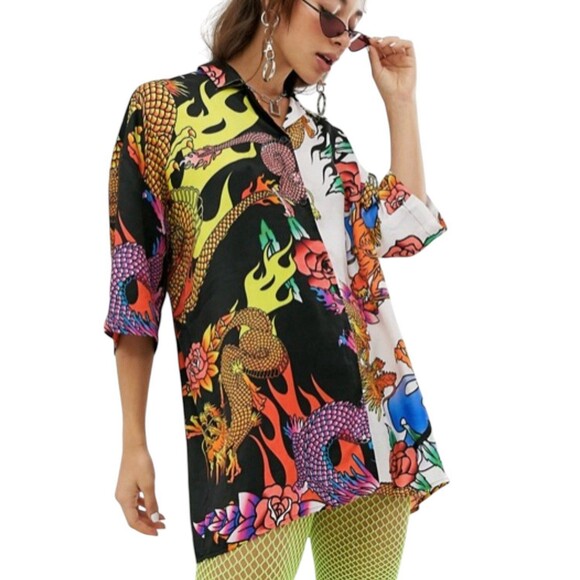 NWT Jaded London Multicolor Shirt Short Sleeve Unisex Size XL NEW - Picture 2 of 9